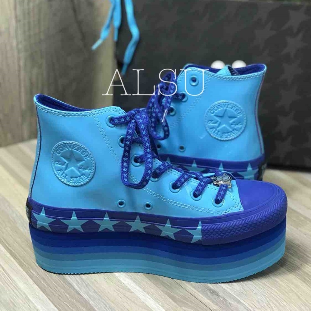Converse & Miley Ctas Platform HI Patent Blue Wmns - Picture 2 of 5